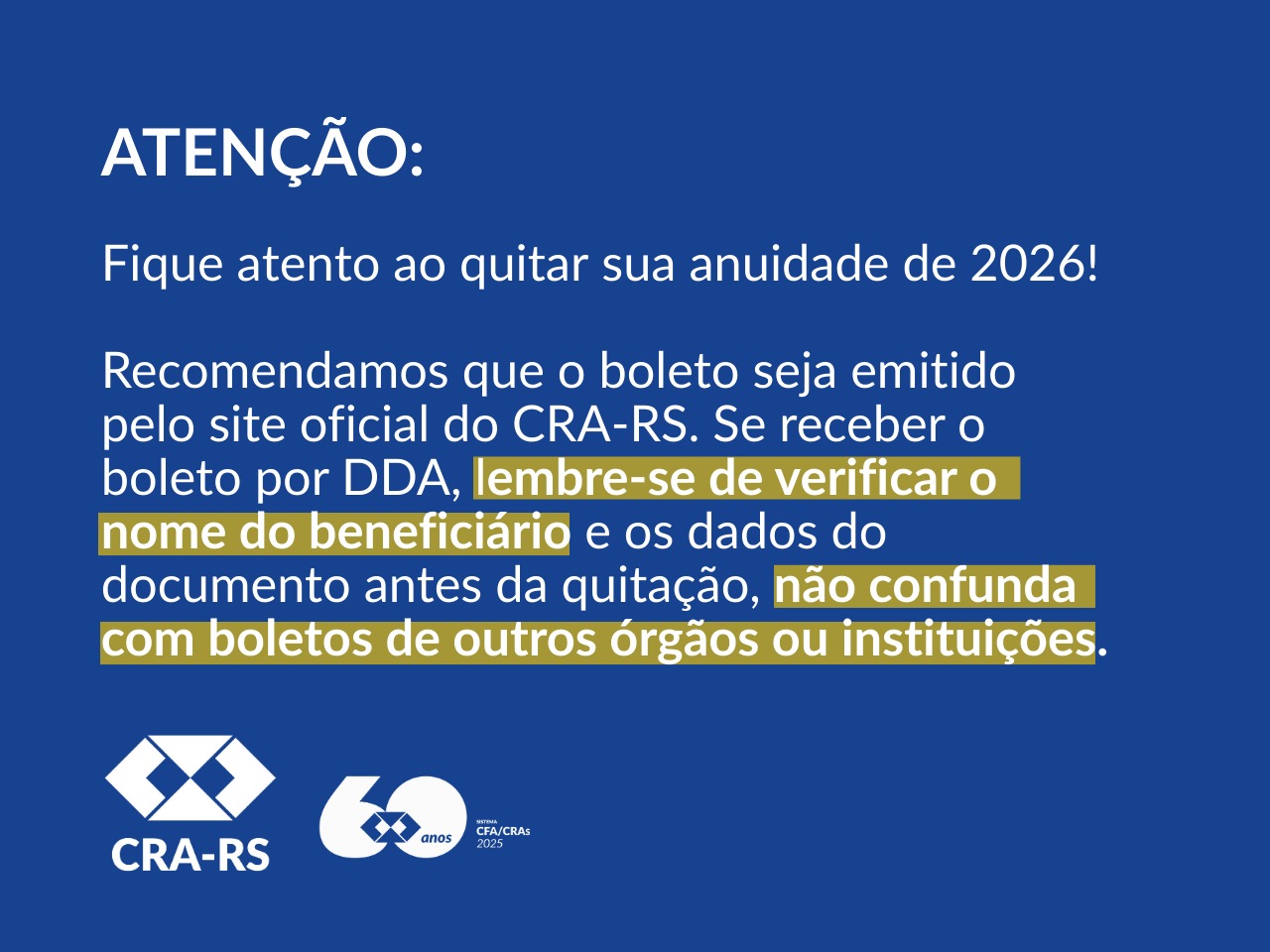 Orientações de segurança sobre pagamento da anuidade de 2026